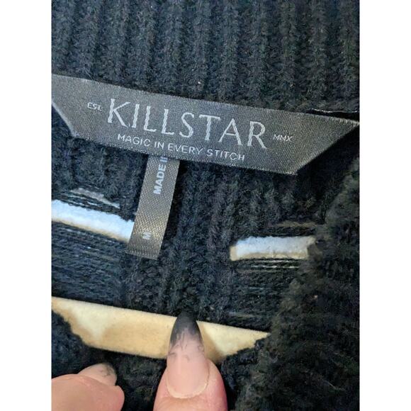 KILLSTAR Ghastmark Goth Sweater Cropped Distressed Ladder Knit Black Size Medium - Picture 4 of 6
